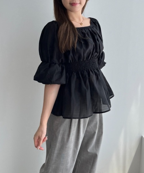 MISCH MASCH（ミッシュマッシュ）の「一部店舗限定 2wayオフショルブラウス（シャツ/ブラウス・レディース・ブルー/ブラック/ブラウン・ﾌﾘ-）」の16枚目の写真