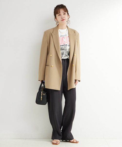 B.C STOCK（ベーセーストック）の「ウォッシャブル / タブヘムパッチポケットパンツ（スラックス・レディース・チャコールグレー/カーキ・FREE）」の4枚目の写真