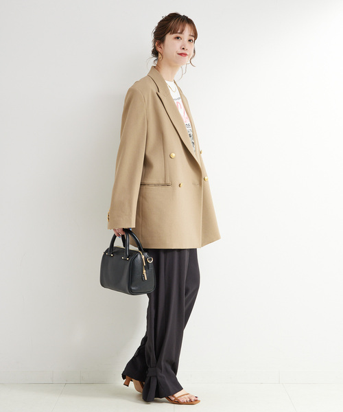 B.C STOCK（ベーセーストック）の「ウォッシャブル / タブヘムパッチポケットパンツ（スラックス・レディース・チャコールグレー/カーキ・FREE）」の5枚目の写真