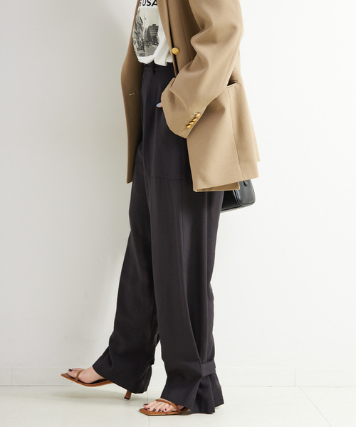 B.C STOCK（ベーセーストック）の「ウォッシャブル / タブヘムパッチポケットパンツ（スラックス・レディース・チャコールグレー/カーキ・FREE）」の9枚目の写真