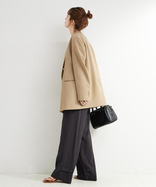 B.C STOCK（ベーセーストック）の「ウォッシャブル / タブヘムパッチポケットパンツ（スラックス・レディース・チャコールグレー/カーキ・FREE）」の13枚目の写真