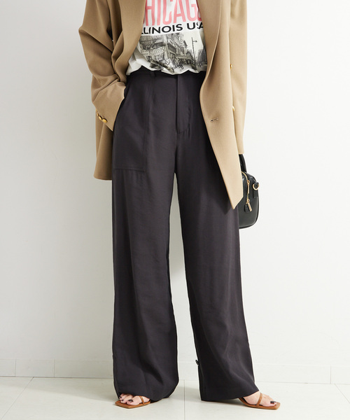 B.C STOCK（ベーセーストック）の「ウォッシャブル / タブヘムパッチポケットパンツ（スラックス・レディース・チャコールグレー/カーキ・FREE）」の15枚目の写真