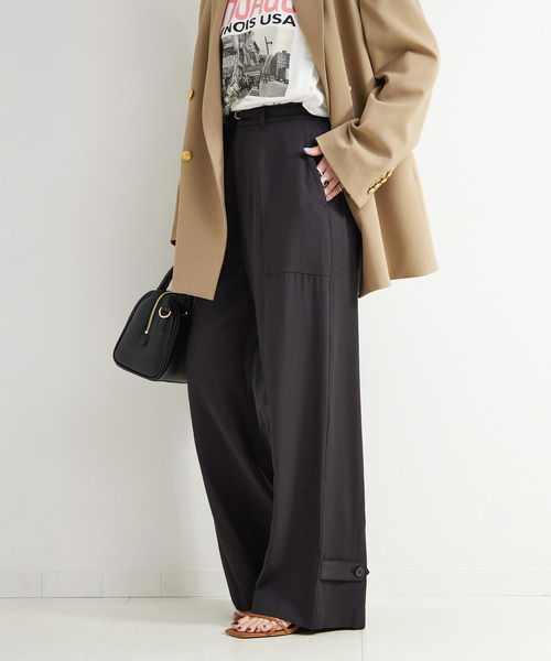 B.C STOCK（ベーセーストック）の「ウォッシャブル / タブヘムパッチポケットパンツ（スラックス・レディース・チャコールグレー/カーキ・FREE）」の16枚目の写真