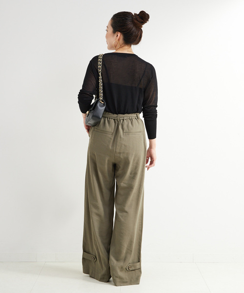 B.C STOCK（ベーセーストック）の「ウォッシャブル / タブヘムパッチポケットパンツ（スラックス・レディース・チャコールグレー/カーキ・FREE）」の20枚目の写真