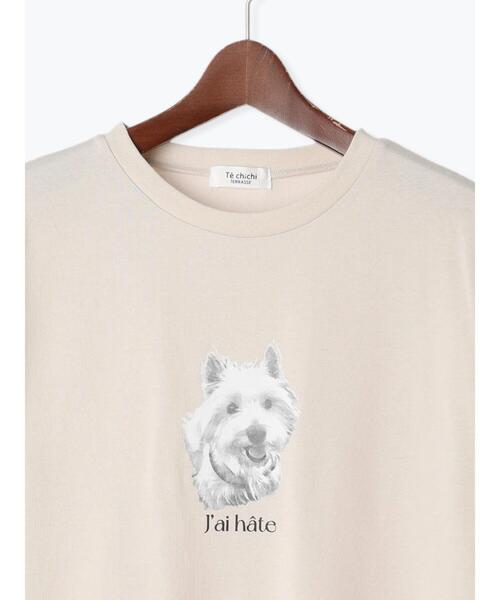 Te chichi TERRASSE(テチチテラス)の「【接触冷感】犬モチーフプリントTシャツ(Tシャツ/カットソー・レディース・ベージュ/チャコールグレー/オフホワイト・F)」の9枚目の写真