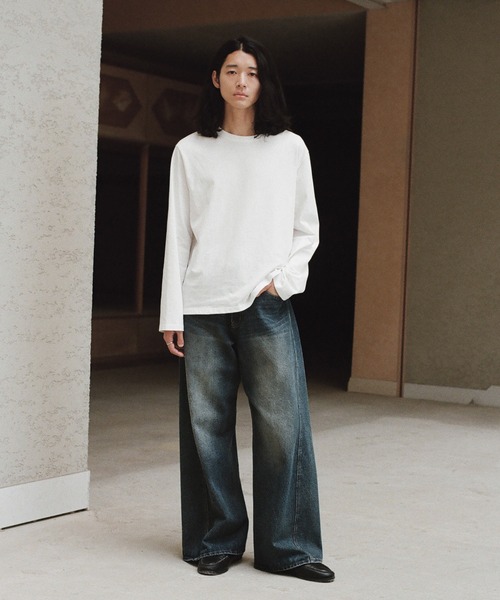 WYM LIDNM（ウィム バイ リドム）の「EXTRA FINE COTTON CROPPED L/S TEE（Tシャツ/カットソー・メンズ・チャコール/ホワイト/ライトグレー/ブラック/ブラウン系/グレー系/グリーン系・S/M/L/XL）」の15枚目の写真