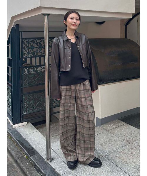 styling/（スタイリング）の「【セットアップ対応】サイドタックスーツパンツ（その他パンツ・レディース・グレー/モカ/チェック・0/1）」の14枚目の写真