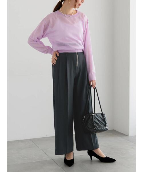 Te chichi（テチチ）の「ハイウエストフロントジップワイドパンツ《2025Autumn catalog item》（その他パンツ・レディース・ブラウン/ブラック/チャコールグレー・F）」の7枚目の写真