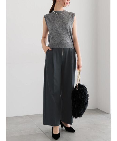 Te chichi（テチチ）の「ハイウエストフロントジップワイドパンツ《2025Autumn catalog item》（その他パンツ・レディース・ブラウン/ブラック/チャコールグレー・F）」の8枚目の写真