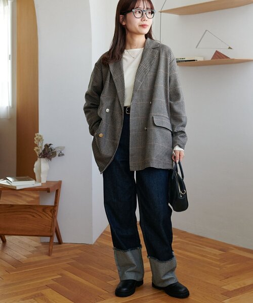 セール】【WEB限定】金ボタンチェックWテーラージャケット