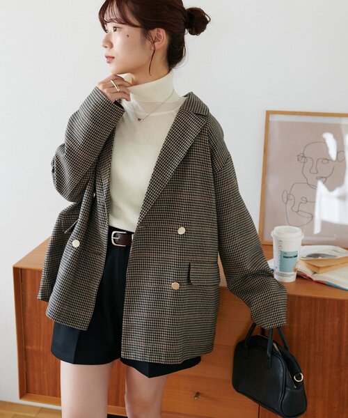 セール】【WEB限定】金ボタンチェックWテーラージャケット（テーラード
