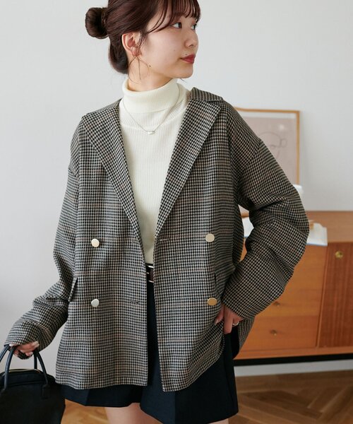 セール】【WEB限定】金ボタンチェックWテーラージャケット（テーラード