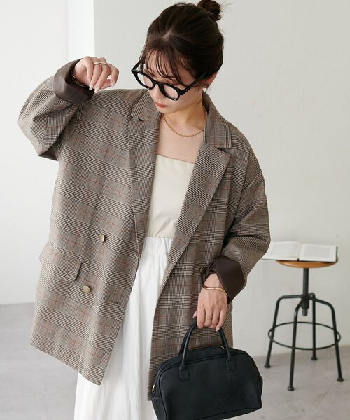 WEB限定】金ボタンチェックWテーラージャケット（テーラードジャケット