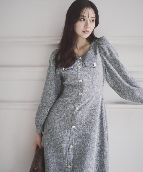 PROPORTION BODY DRESSING（プロポーションボディドレッシング）の「【青島心さん着用】フロント釦ツイードワンピース / 1215240014（ワンピース・レディース・ブラウン/グレー/ブラック・SMALL/P/S/MEDIUM）」の15枚目の写真