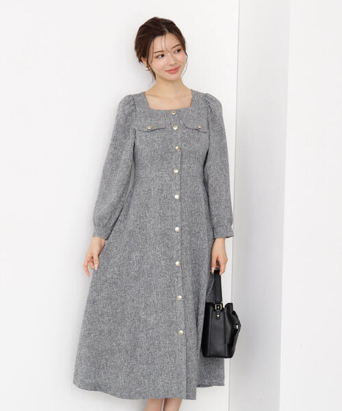 PROPORTION BODY DRESSING（プロポーションボディドレッシング）の「【青島心さん着用】フロント釦ツイードワンピース / 1215240014（ワンピース・レディース・ブラウン/グレー/ブラック・SMALL/P/S/MEDIUM）」の17枚目の写真