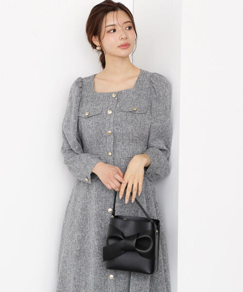 PROPORTION BODY DRESSING（プロポーションボディドレッシング）の「【青島心さん着用】フロント釦ツイードワンピース / 1215240014（ワンピース・レディース・ブラウン/グレー/ブラック・SMALL/P/S/MEDIUM）」の18枚目の写真