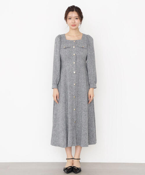 PROPORTION BODY DRESSING（プロポーションボディドレッシング）の「【青島心さん着用】フロント釦ツイードワンピース / 1215240014（ワンピース・レディース・ブラウン/グレー/ブラック・SMALL/P/S/MEDIUM）」の20枚目の写真
