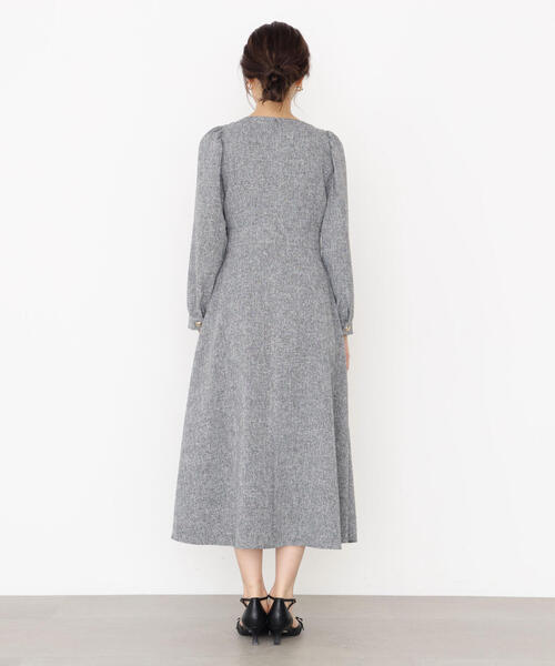 青島心さん着用】フロント釦ツイードワンピース / 1215240014