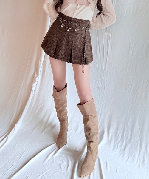 NOMAE（ノーマエ）の「チェーンベルトレイヤードスカパン（スカート・レディース・ブラック/ブラウン/アイボリー/ライトピンク・FREE）」の3枚目の写真