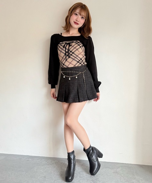 NOMAE（ノーマエ）の「チェーンベルトレイヤードスカパン（スカート・レディース・ブラック/ブラウン/アイボリー/ライトピンク・FREE）」の7枚目の写真