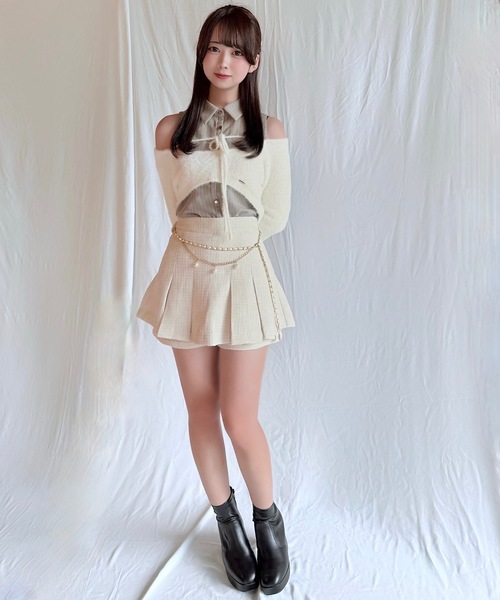 NOMAE（ノーマエ）の「チェーンベルトレイヤードスカパン（スカート・レディース・ブラック/ブラウン/アイボリー/ライトピンク・FREE）」の14枚目の写真