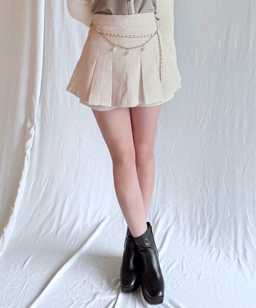 NOMAE（ノーマエ）の「チェーンベルトレイヤードスカパン（スカート・レディース・ブラック/ブラウン/アイボリー/ライトピンク・FREE）」の13枚目の写真