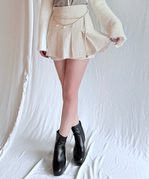 NOMAE（ノーマエ）の「チェーンベルトレイヤードスカパン（スカート・レディース・ブラック/ブラウン/アイボリー/ライトピンク・FREE）」の12枚目の写真