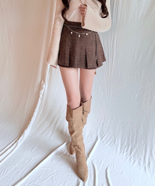 NOMAE（ノーマエ）の「チェーンベルトレイヤードスカパン（スカート・レディース・ブラック/ブラウン/アイボリー/ライトピンク・FREE）」の21枚目の写真