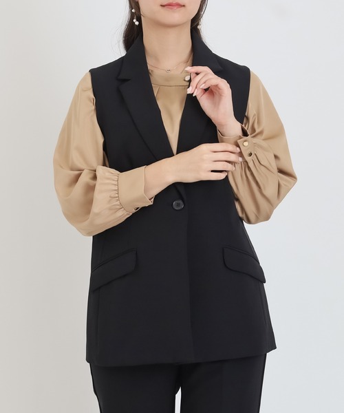 TRUDEA（トルディア）の「テーラード　ジレジャケット（その他アウター・レディース・ネイビー/ブラウン/ブラック/チャコールグレー・MEDIUM/LARGE）」の2枚目の写真