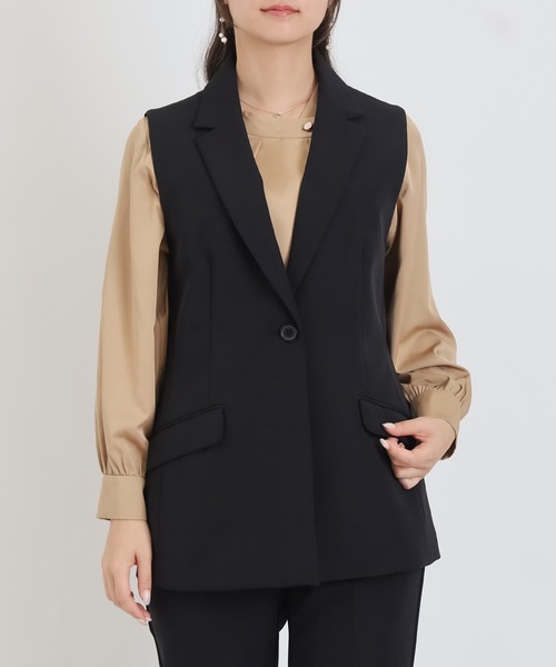 TRUDEA（トルディア）の「テーラード　ジレジャケット（その他アウター・レディース・ネイビー/ブラウン/ブラック/チャコールグレー・MEDIUM/LARGE）」の6枚目の写真