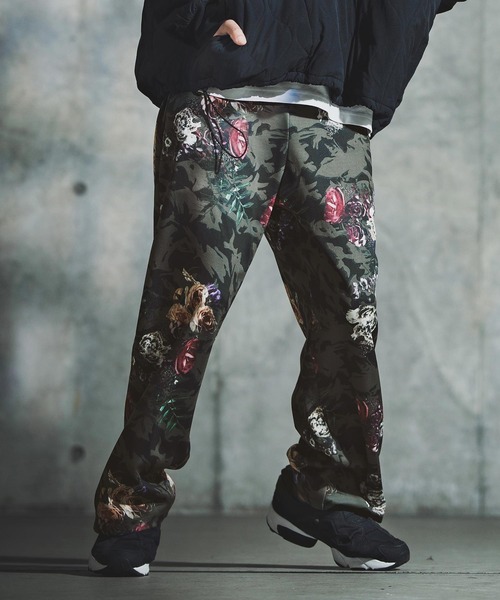 mp14139-Original Botanical Print Jersey Pants ジャージトラック