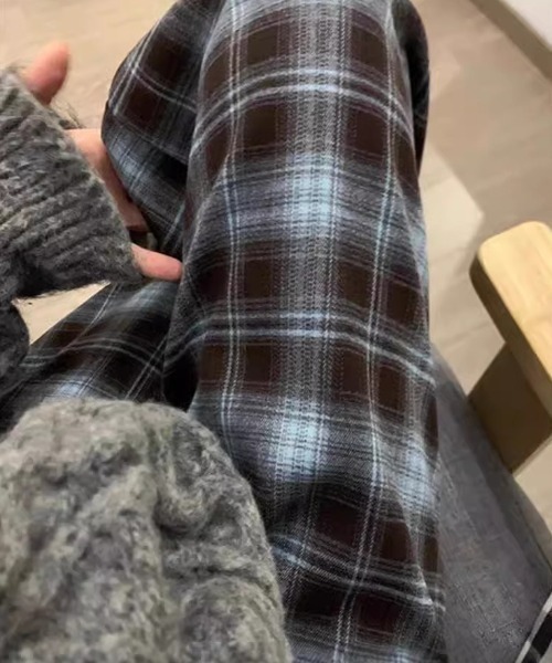 SHEPP(シープ)の「チェック柄 ワイド イージーパンツ(その他パンツ・レディース・ブラウン/ブルー・M/L)」の11枚目の写真