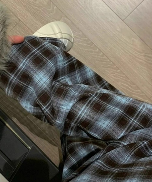 SHEPP(シープ)の「チェック柄 ワイド イージーパンツ(その他パンツ・レディース・ブラウン/ブルー・M/L)」の10枚目の写真