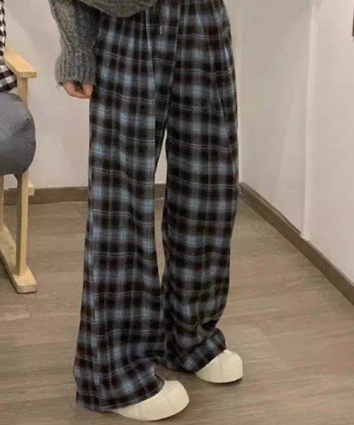 SHEPP(シープ)の「チェック柄 ワイド イージーパンツ(その他パンツ・レディース・ブラウン/ブルー・M/L)」の16枚目の写真