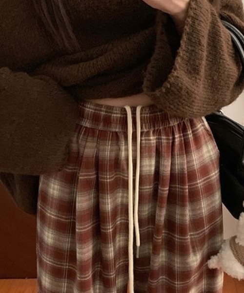 SHEPP(シープ)の「チェック柄 ワイド イージーパンツ(その他パンツ・レディース・ブラウン/ブルー・M/L)」の5枚目の写真