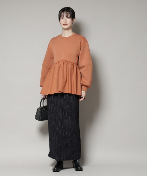 NANO universe（ナノユニバース）の「布帛コンビペプラムカットトップス（Tシャツ/カットソー・レディース・グレー/ライトブラウン/ブラック・FREE）」の18枚目の写真