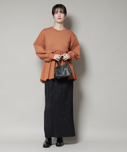 NANO universe（ナノユニバース）の「布帛コンビペプラムカットトップス（Tシャツ/カットソー・レディース・グレー/ライトブラウン/ブラック・FREE）」の19枚目の写真