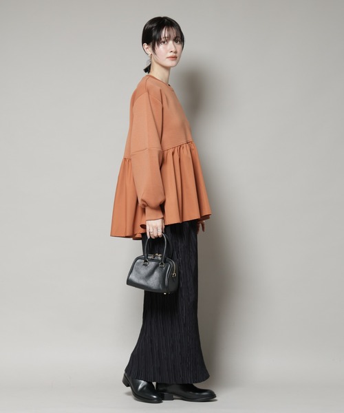 NANO universe（ナノユニバース）の「布帛コンビペプラムカットトップス（Tシャツ/カットソー・レディース・グレー/ライトブラウン/ブラック・FREE）」の21枚目の写真