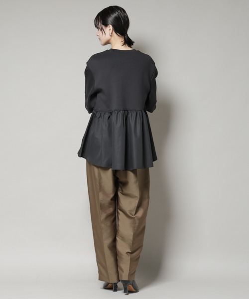 NANO universe（ナノユニバース）の「布帛コンビペプラムカットトップス（Tシャツ/カットソー・レディース・グレー/ライトブラウン/ブラック・FREE）」の6枚目の写真