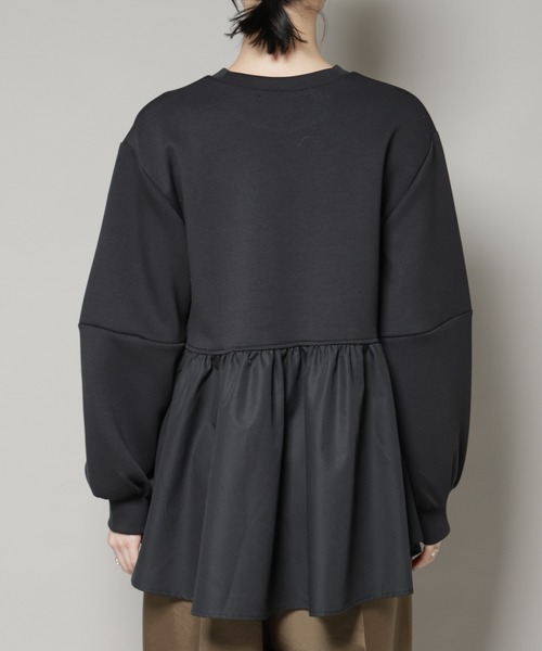 NANO universe（ナノユニバース）の「布帛コンビペプラムカットトップス（Tシャツ/カットソー・レディース・グレー/ライトブラウン/ブラック・FREE）」の9枚目の写真