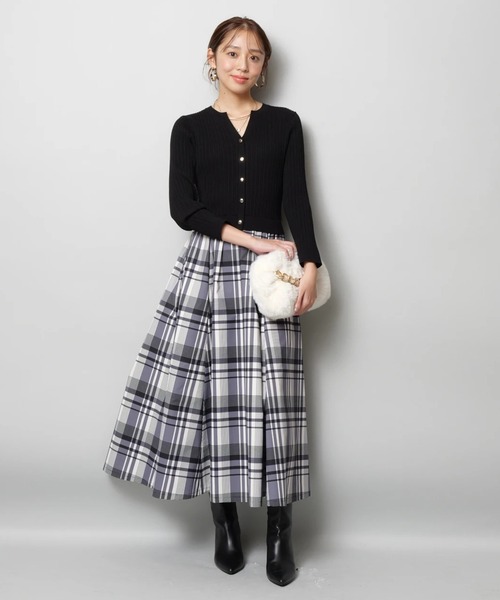 長袖チェックスカートドッキングワンピース（ワンピース）｜JUSGLITTY