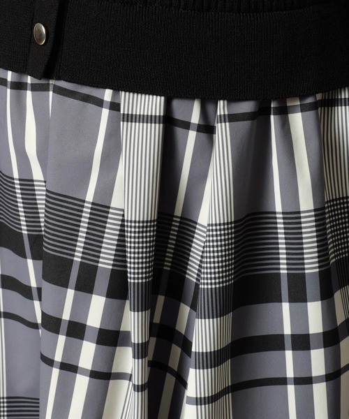 長袖チェックスカートドッキングワンピース（ワンピース