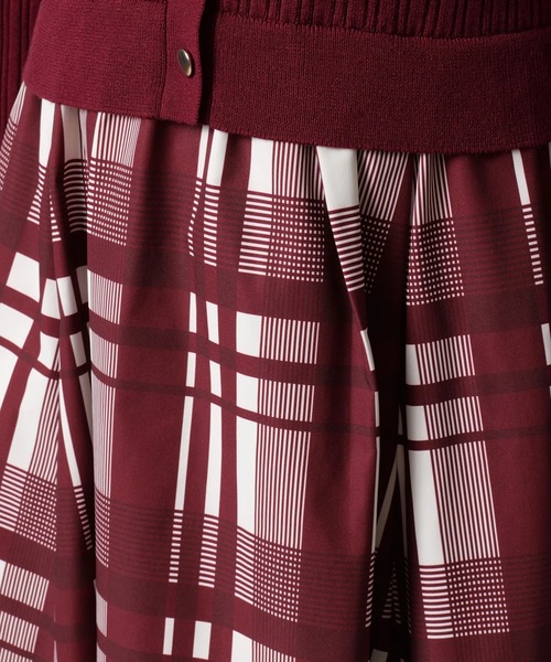 長袖チェックスカートドッキングワンピース（ワンピース）｜JUSGLITTY