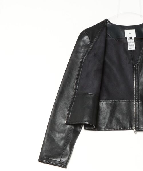 Sov.(ソブ)の「フェイクレザージャケット(ブルゾン・レディース・ブラウン/ブラック・36/38)」の4枚目の写真
