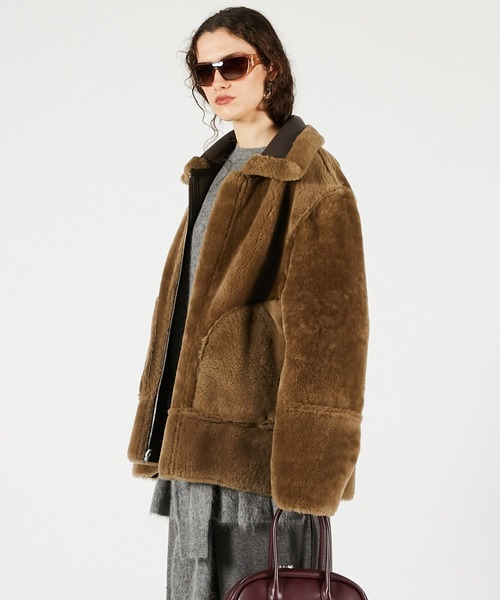 日本製✩美品✩ムートンラム✩ラクーン✩ファーコート✩リバーシブル✩柔らか軽い リバーシブルムートンコート / Reversible Mouton Coat（ムートン