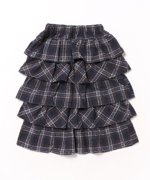 HAKKA KIDS（ハッカキッズ）の「[ジュニアサイズ]タータンチェックティアードスカート（スカート・キッズ・ネイビー/レッド・140cm/150cm）」の3枚目の写真