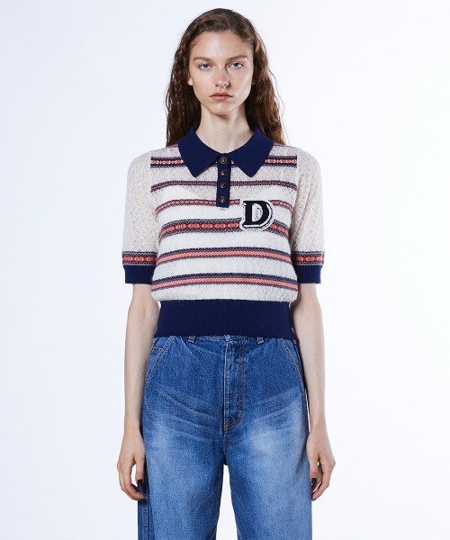 DOUBLE STANDARD CLOTHING（ダブルスタンダードクロージング）の「モヘヤフェアアイルニットポロ（ニット/セーター・レディース・オフホワイト・38/36）」の3枚目の写真