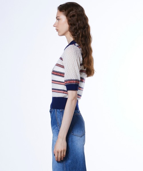 DOUBLE STANDARD CLOTHING（ダブルスタンダードクロージング）の「モヘヤフェアアイルニットポロ（ニット/セーター・レディース・オフホワイト・38/36）」の4枚目の写真