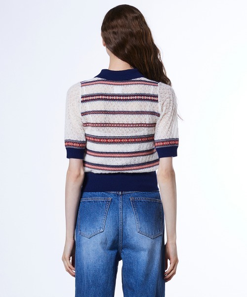 DOUBLE STANDARD CLOTHING（ダブルスタンダードクロージング）の「モヘヤフェアアイルニットポロ（ニット/セーター・レディース・オフホワイト・38/36）」の5枚目の写真