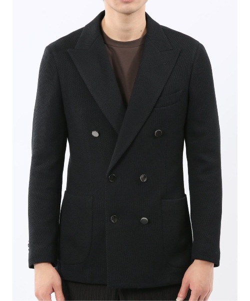 m.f.editorial（エムエフエディトリアル）の「【表地ストレッチ】m.f.エディトリアル メンズ サーマルニット ブレザー ダブルジャケット（テーラードジャケット・メンズ・ブラック・X-LARGE/LARGE/MEDIUM）」の17枚目の写真